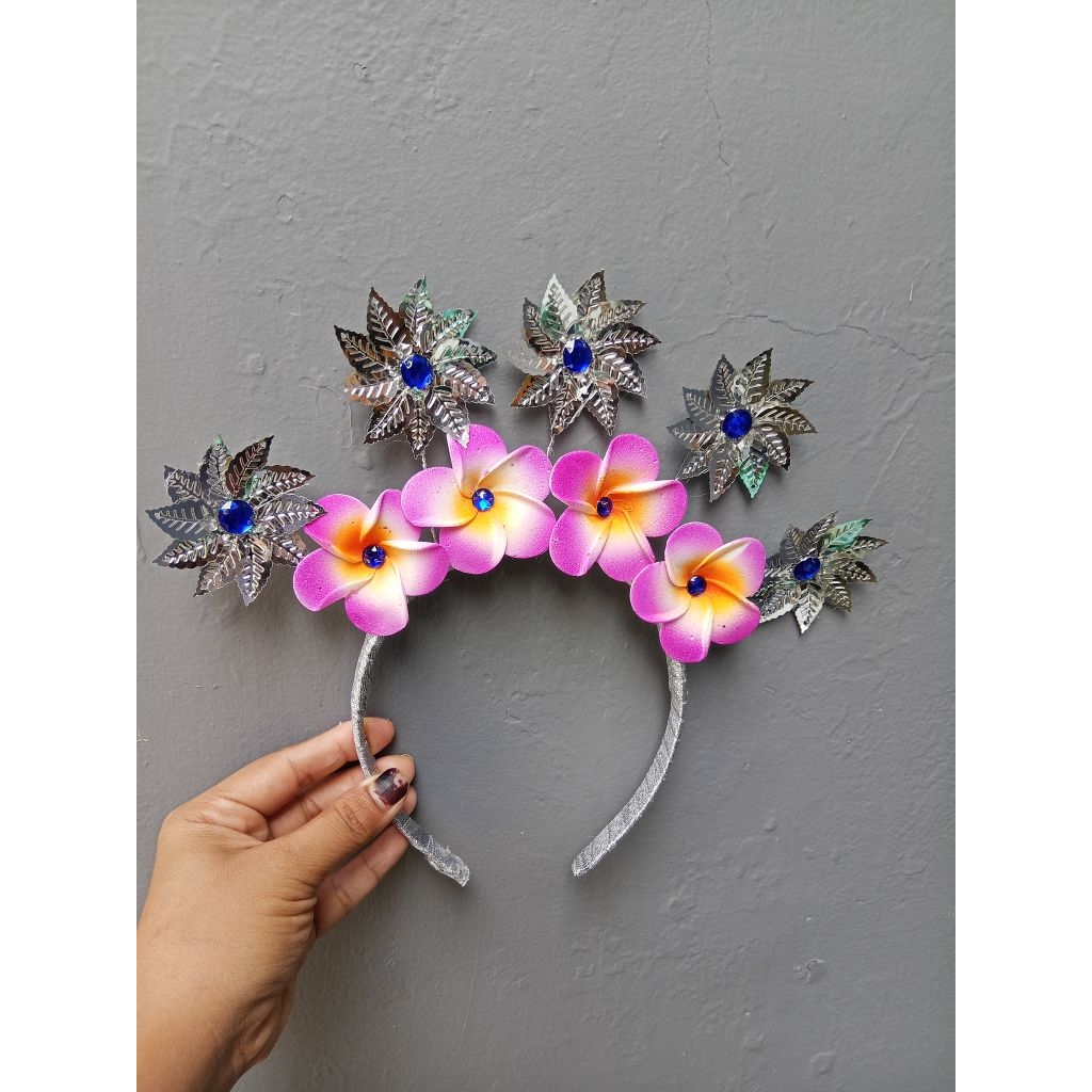 Bando Karnaval /Hiasan kepala karnaval Bunga Kamboja Bali Ungu