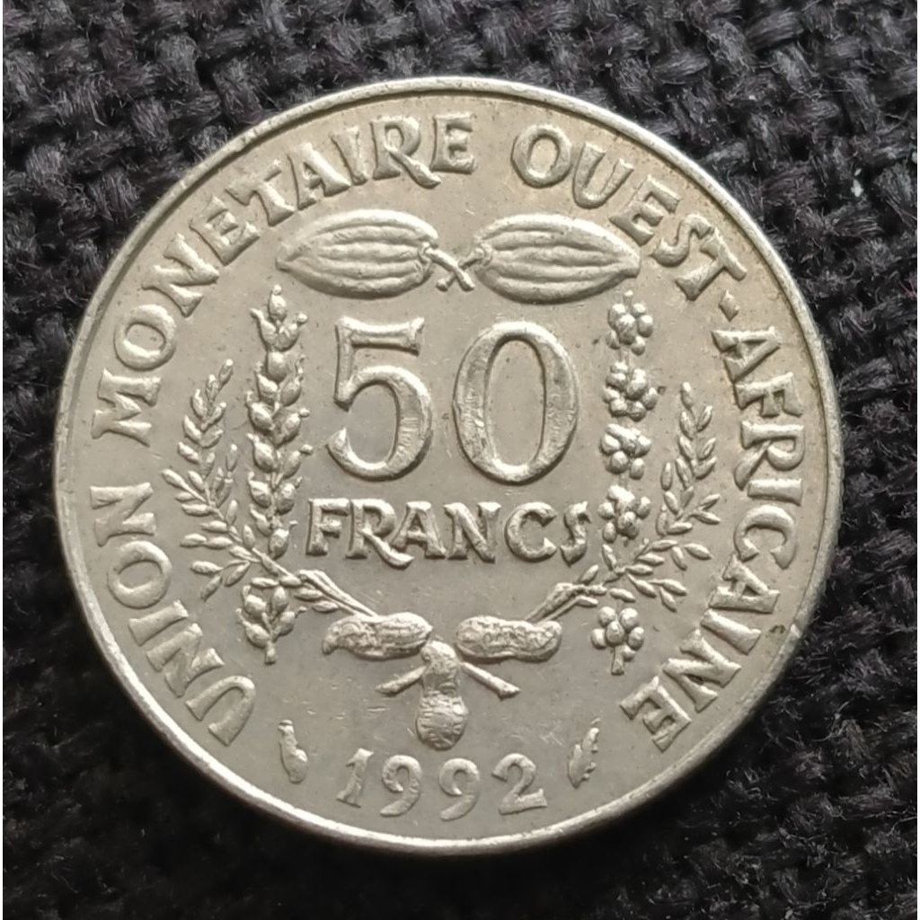 Koin Kuno Western African States 50 Francs tahun 1992