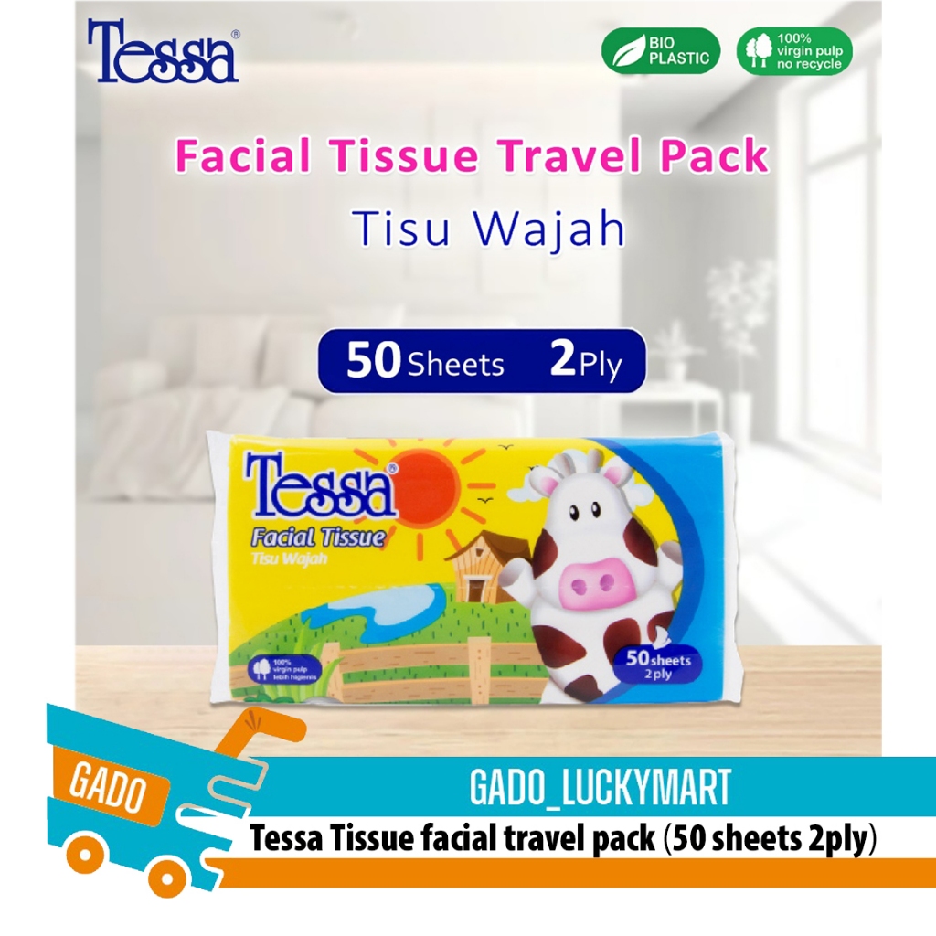 Tessa Travel Pack Facial Tissue 50 Sheets 2ply/ Tissue Tessa pack kecil