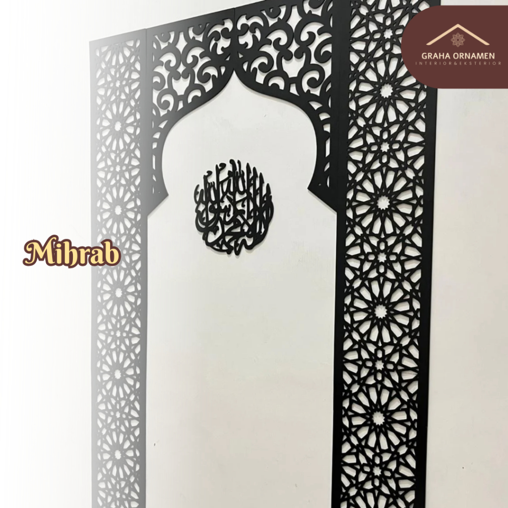 Hiasan Mihrab Mushola Rumah Minimalis Mihrab Tempelan Dinding Aesthetic Bahan PVC Board