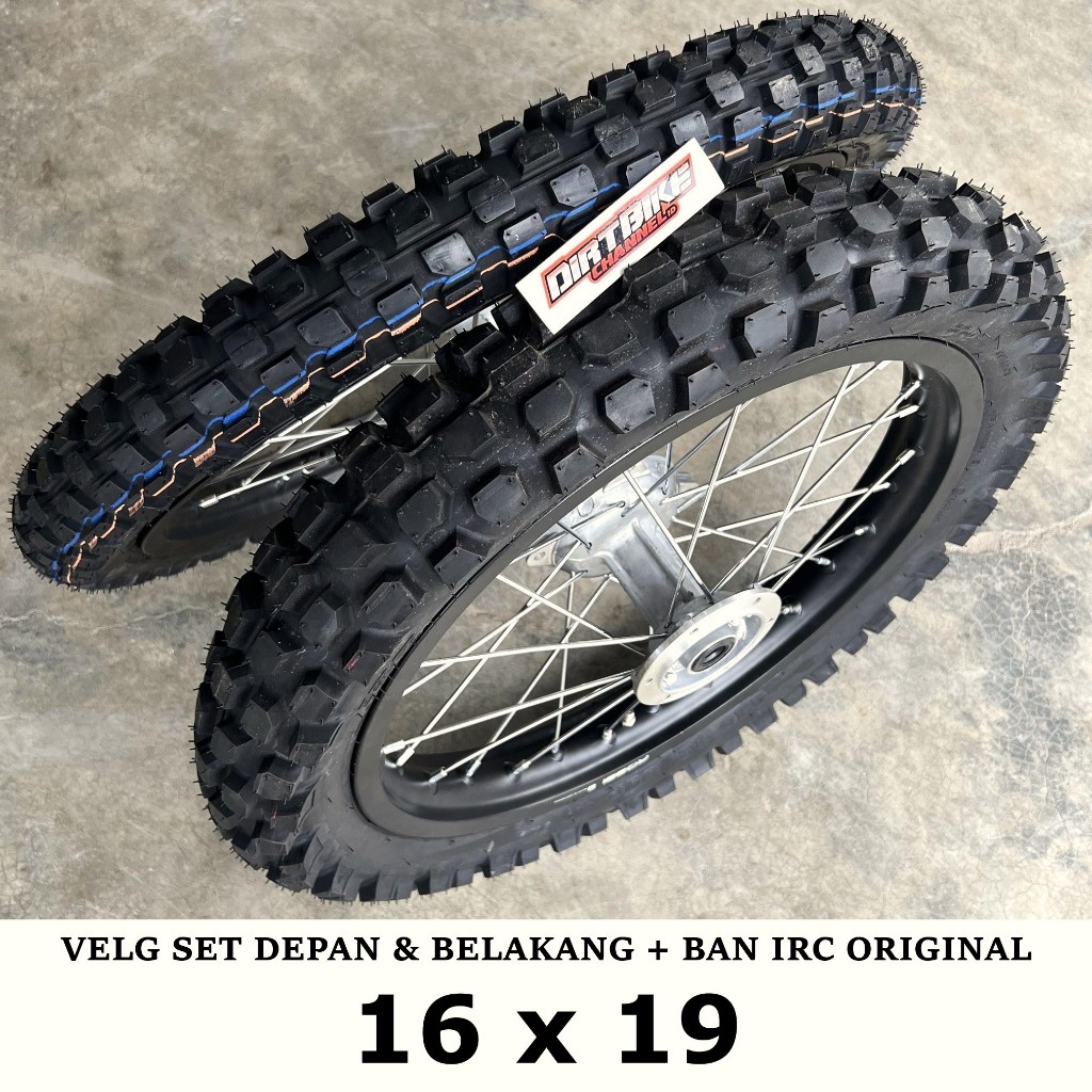 PAKET VELG SET TRAIL KLX DTRACKER GTX CUSTOM 16 19 + BAN IRC ORIGINAL 16x19 KLX 150 S G L BF