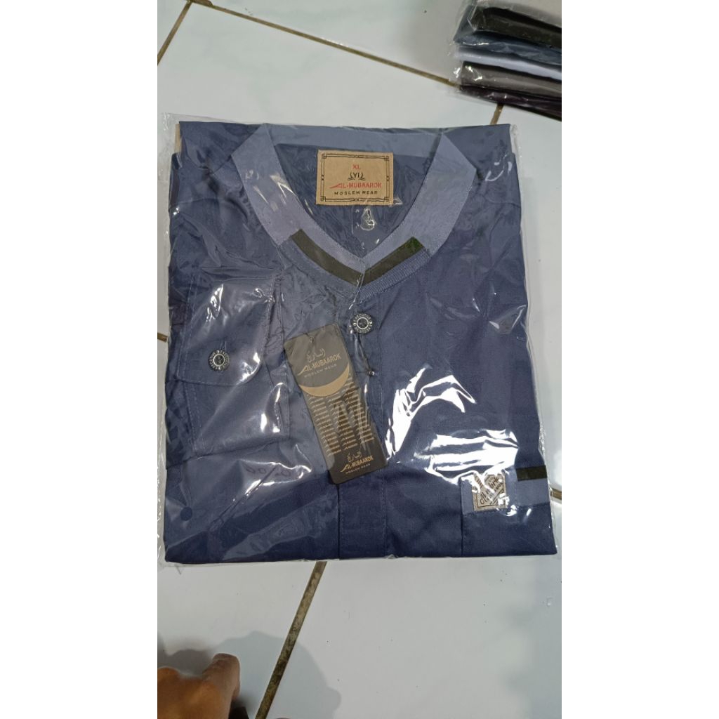 Kemeja Koko (Kemko) Pria Lengan Panjang | Bahan Toyobo Premium | Biru