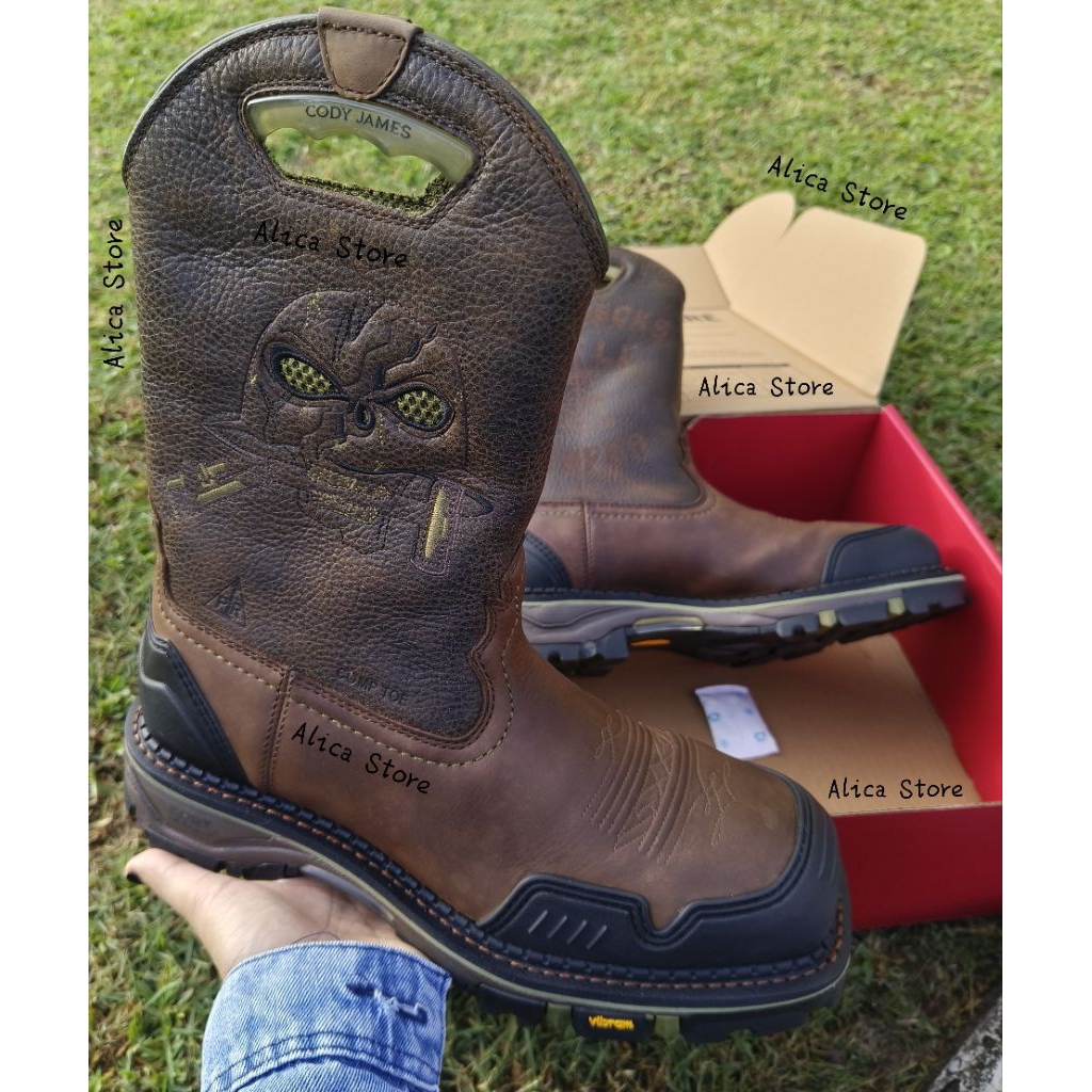 Cody James Men's Decimator Western Work Boots - Nano Composite Toe #Brown (#Safety_Shoes) Ready Size