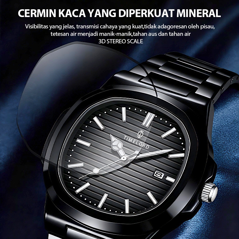 garansi jam tangan pria 2066 timelord original bergaransi water resistant hitam full
