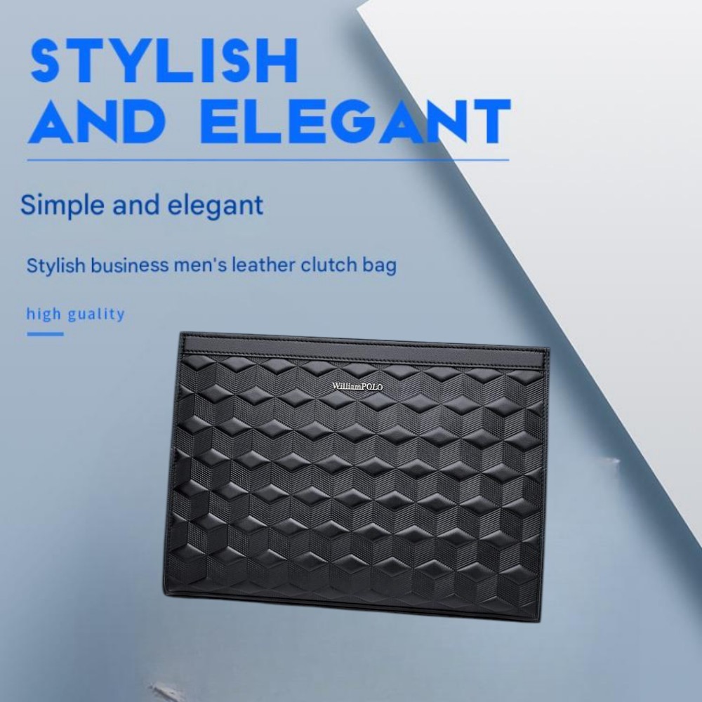 Tas Amplop Pria William Polo – Kulit Asli, Gaya Bisnis, Kapasitas Besar Handbag Large