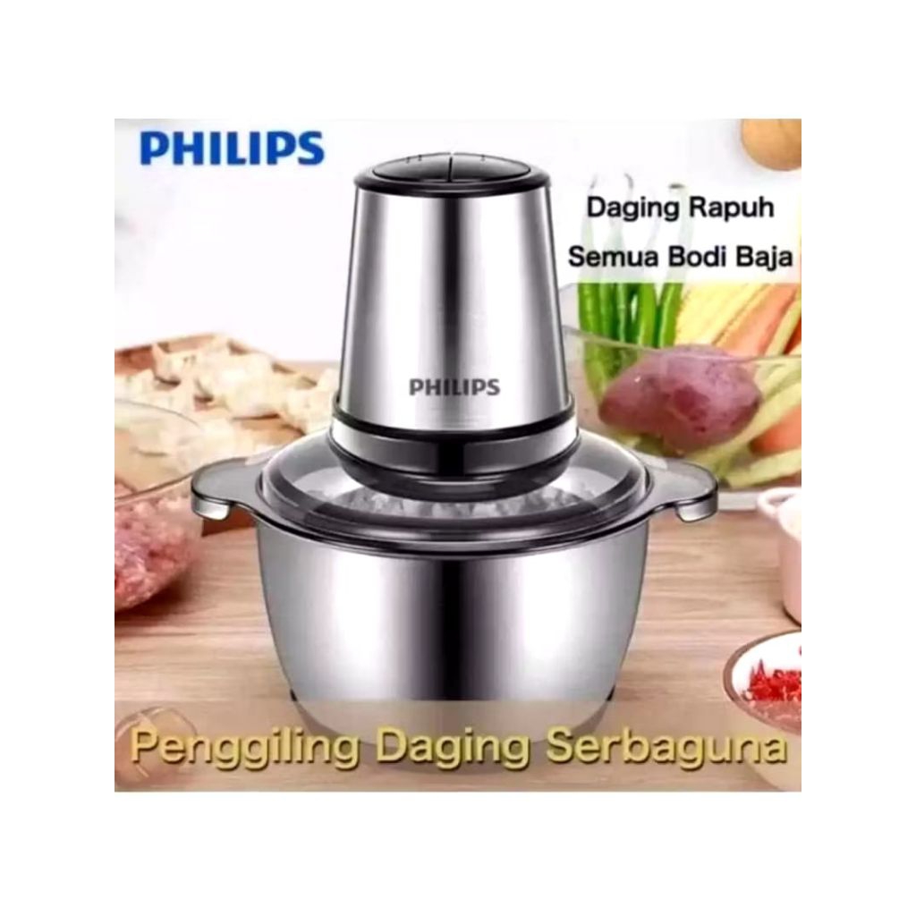 Chopper blender Philips 2L penggiling daging dan bumbu multifungsi serbaguna