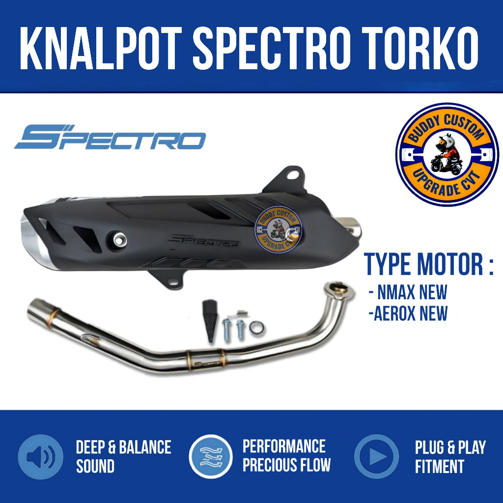 Knalpot Spectro Torko Standar Racing  Nmax / New Aerox / Lexi 155 – Suara Bass Adem