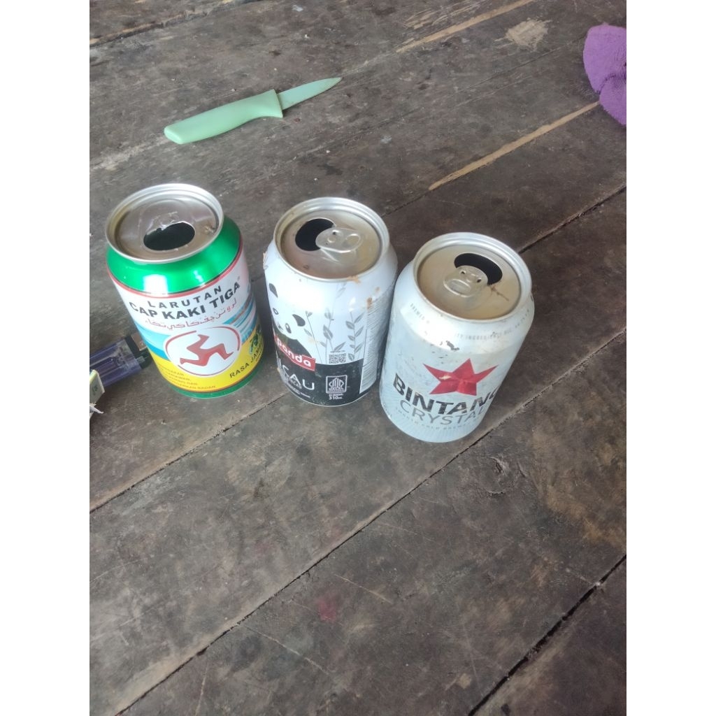 kaleng bekas minuman untuk bahan kerajinan