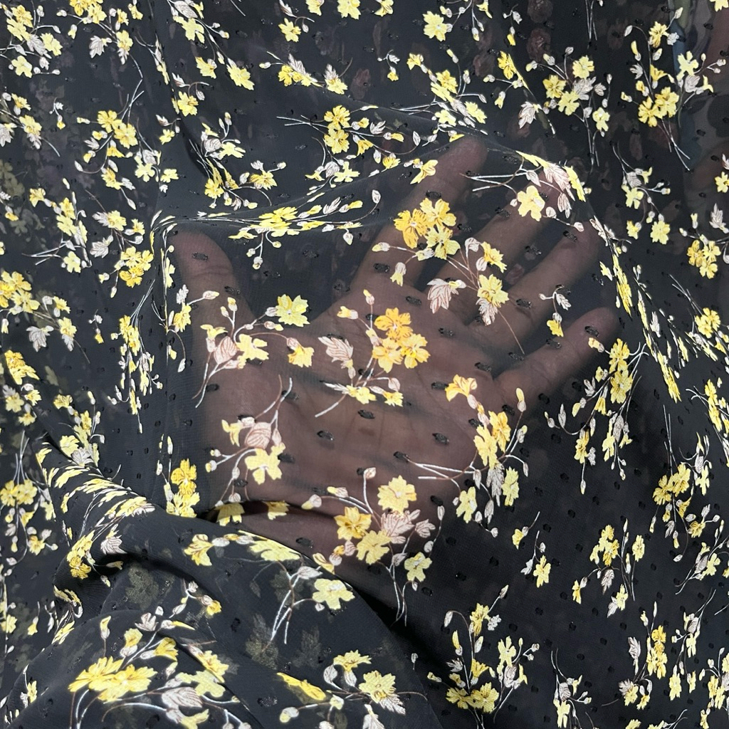 kain sifon rubia motif bunga kecil / kain sifon embos motif