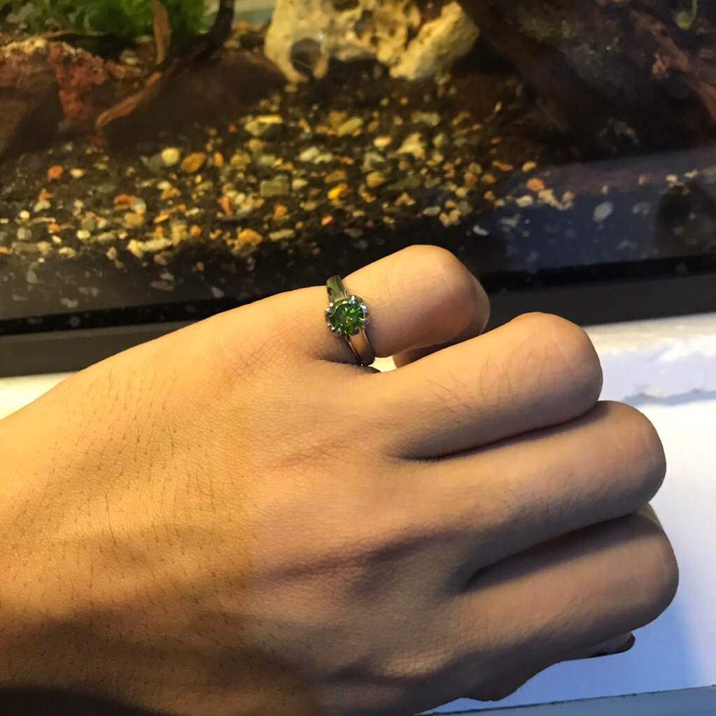 CINCIN BATU PERMATA HIJAU RING TITANIUM