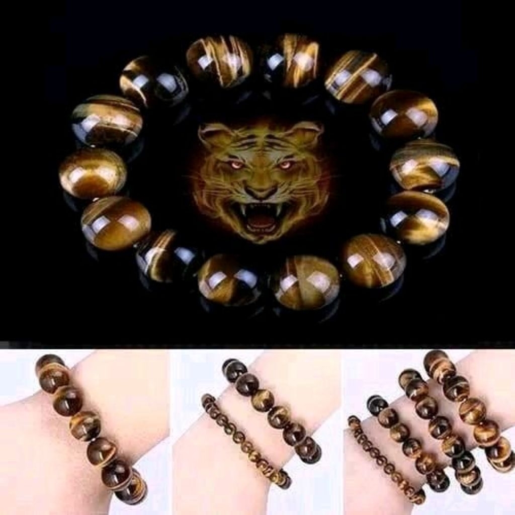 Gelang tiger eye nempel magnet asli natural biduri sepah Bracelets Batu Akik