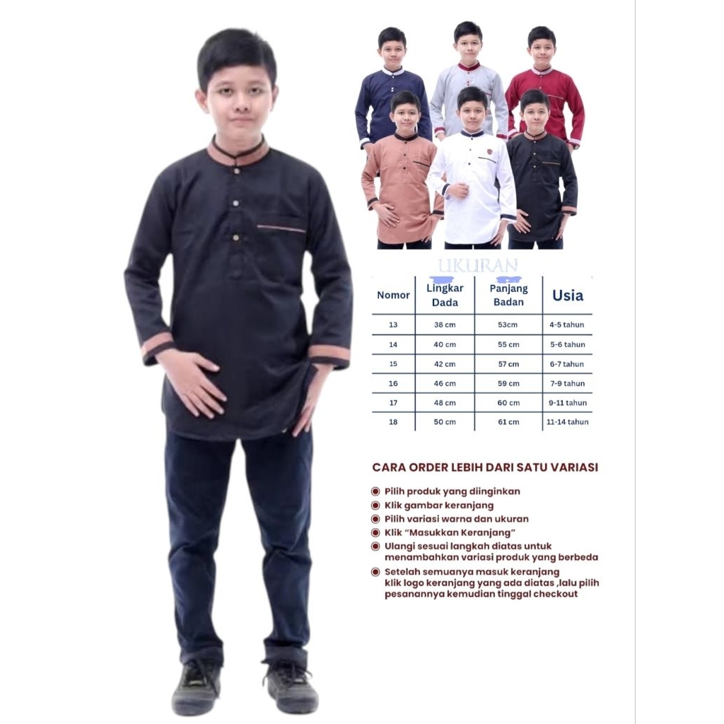Baju Koko kurta anak remaja lengan panjang
