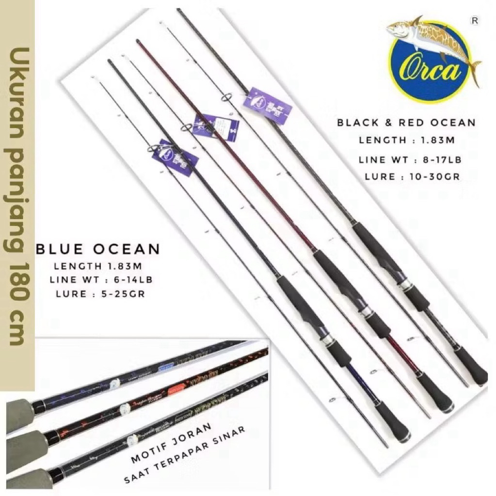 joran pancing spinning ORCA RED OCEAN 602 carbon 180CM