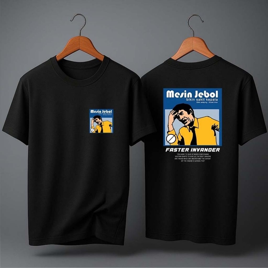 Kaos atasan pria wanita kata kata Mesin Jebol Oskadon kaos distro cotton combed 30s