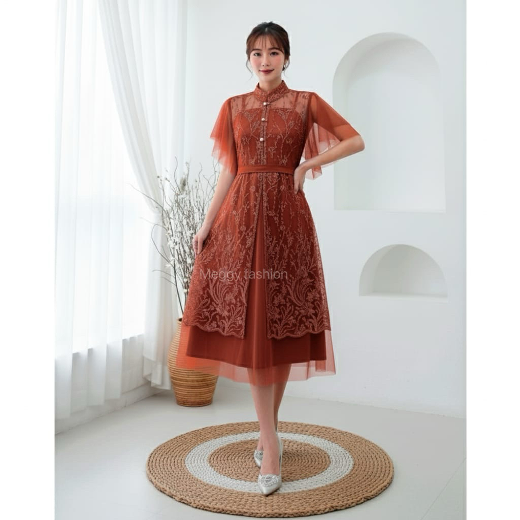 Gaun Natal Trendy Modis Favorit Cool Style Terjamin Woman Dress Best Seller Model Korea Dress Cewek