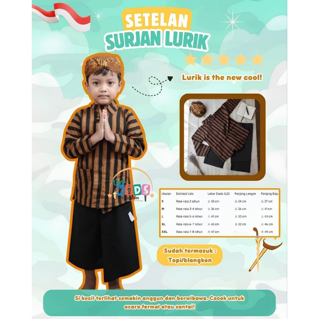 Baju Surjan Baju Lurik Anak Laki Laki Surjan Jawa Pria