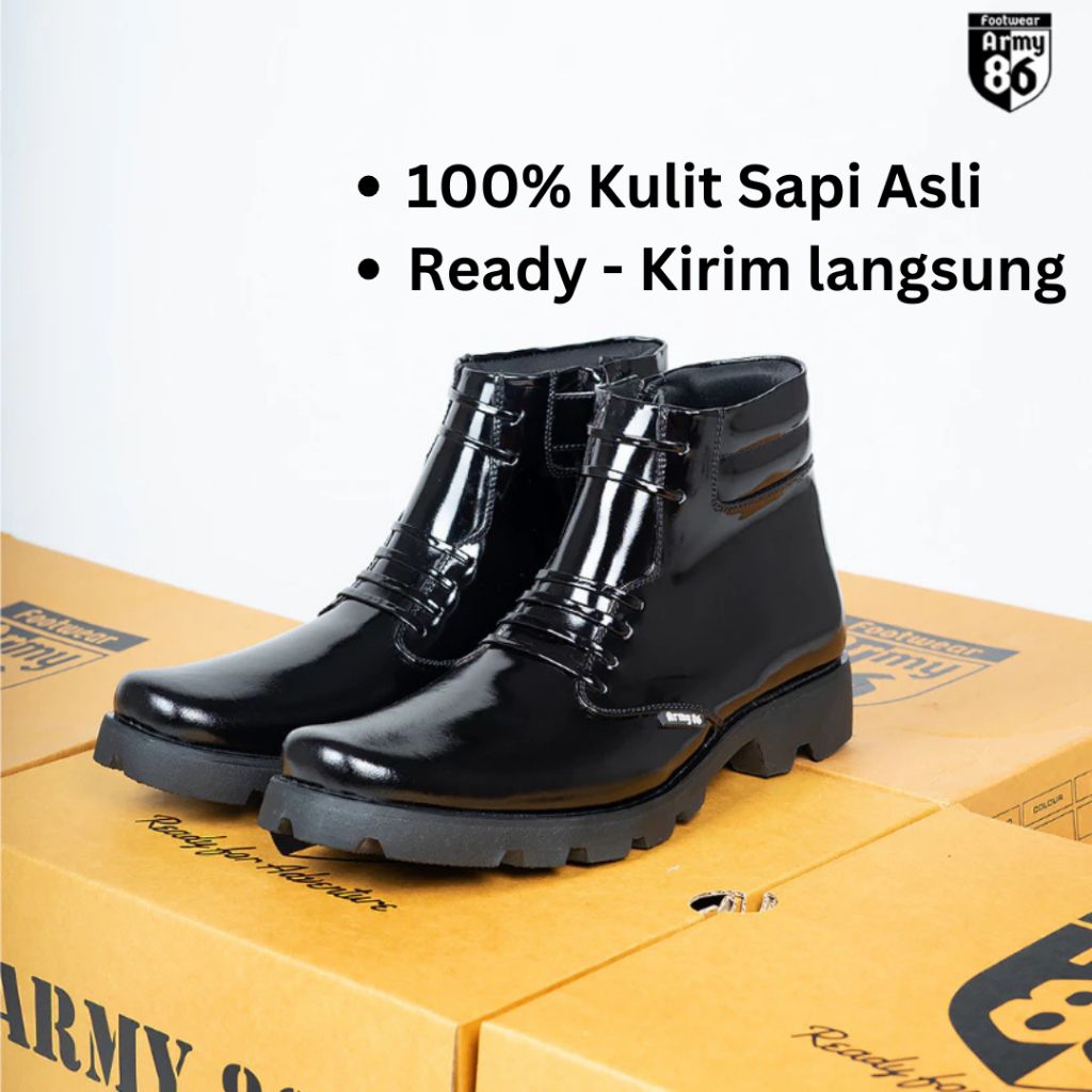 Sepatu Pdh ARMY 86 NAVY KILAP Kulit Sapi Asli Berkualitas Untuk TNI POLRI SECURITY SATPAM