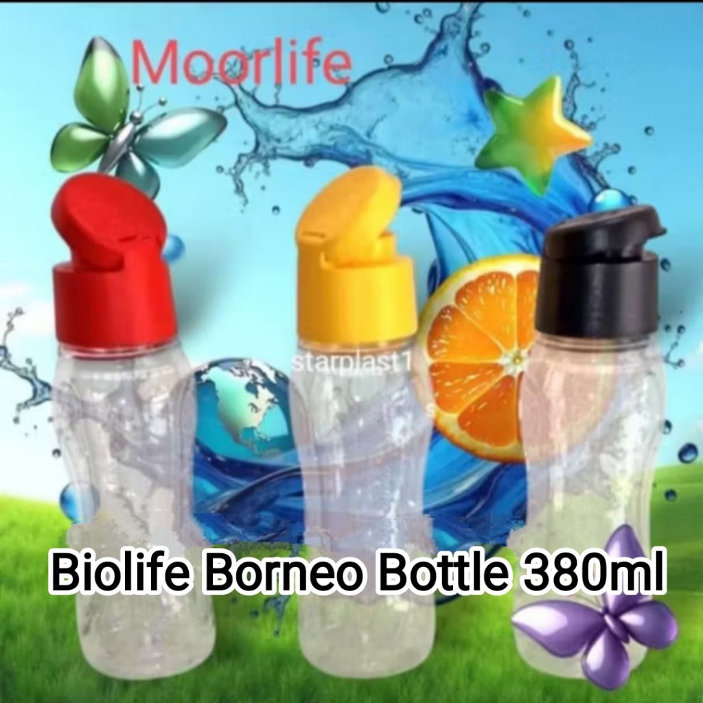 Biolife Borneo 380ml Moorlife botol air minum Bening tahan panas hingga 100°C