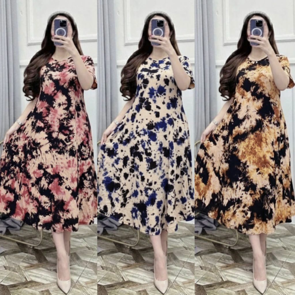 [Bisa COD] Daster Tie Dye Rayon Busui/ Daster Tie Dye Model Payung/ Daster Tie Dye Bali/ Daster Keki