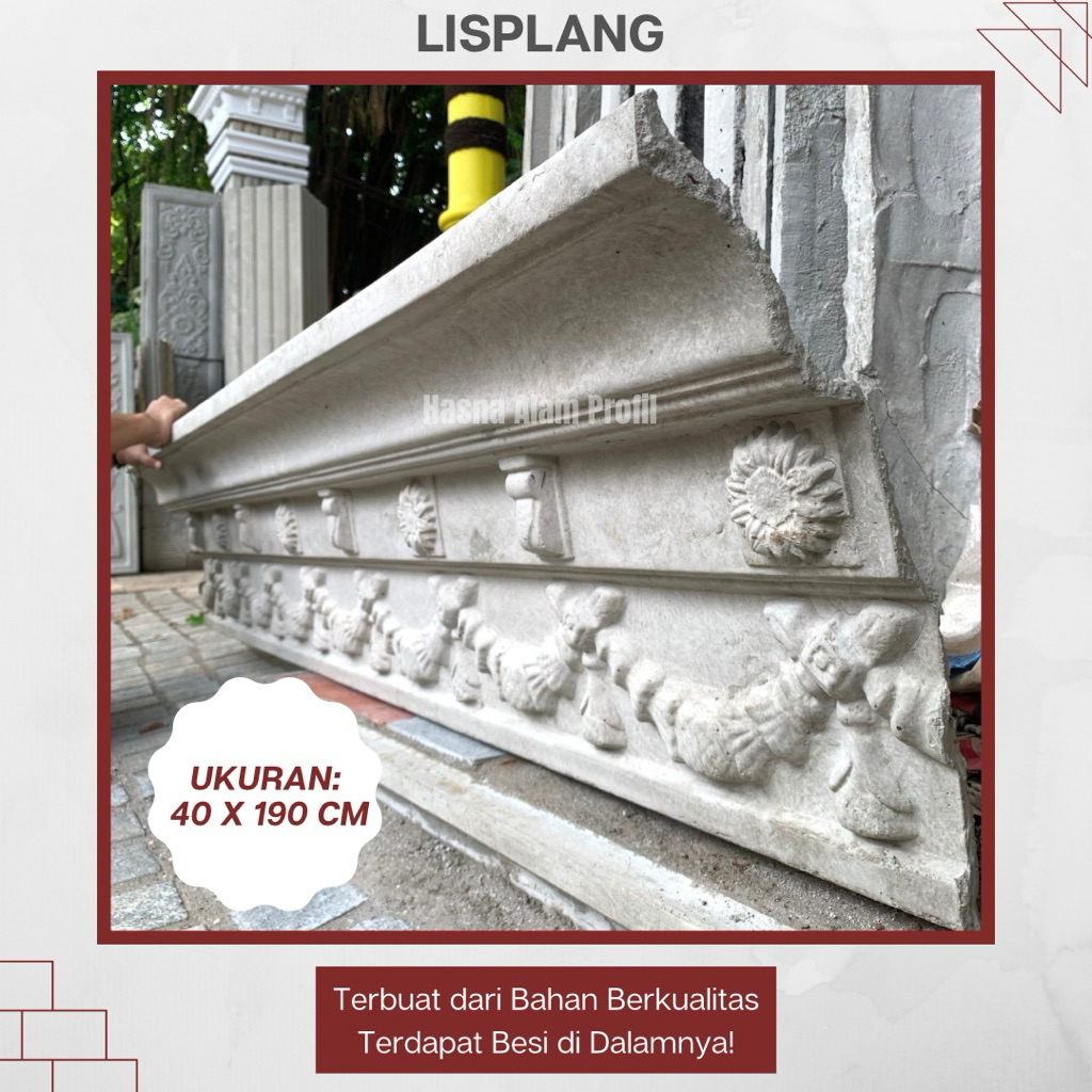Lisplang Beton Klasik 40 x 190 cm – Lis Profil Rumah Klasik, Lis Profil Beton, Dekorasi Bangunan