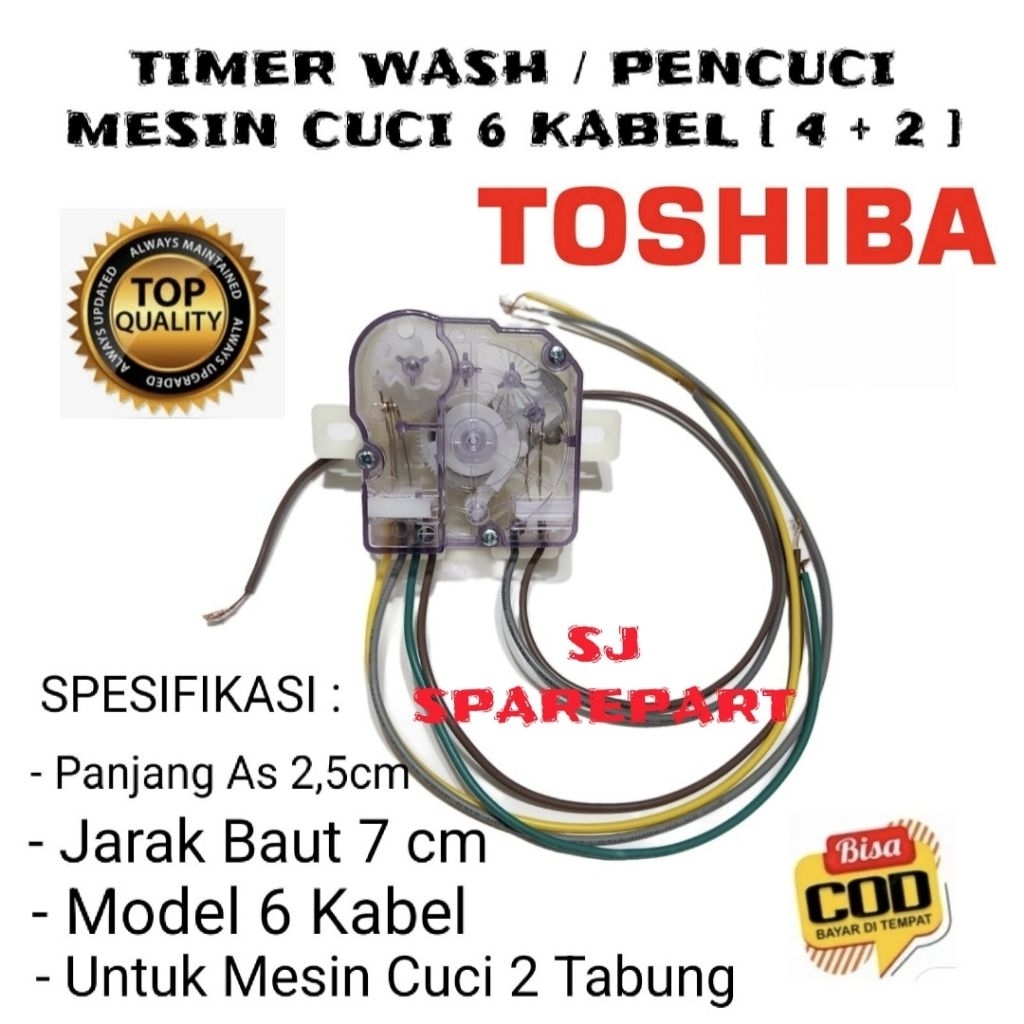 TIMER WASH 6 KABEL MESIN CUCI TOSHIBA 2 TABUNG - TIMER MESIN CUCI TOSHIBA 6 KABEL