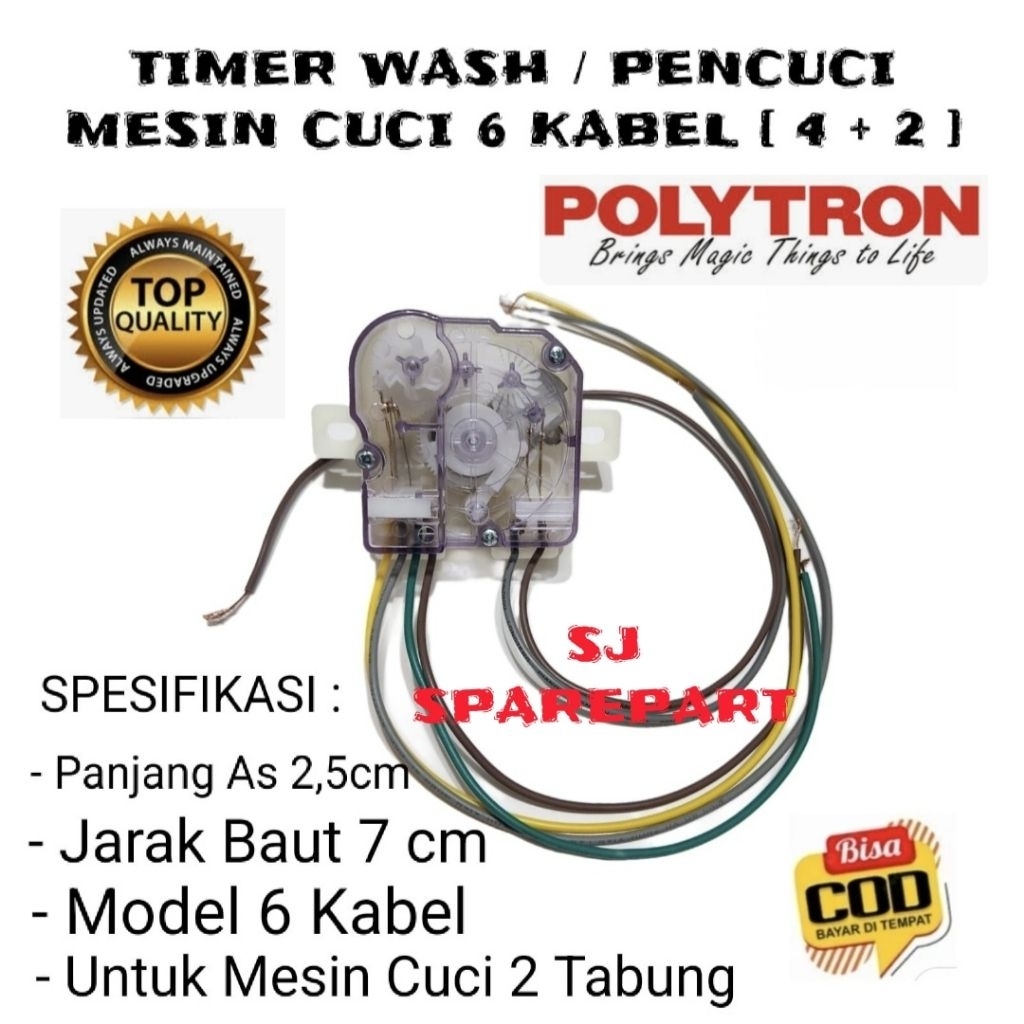 TIMER WASH 6 KABEL MESIN CUCI POLYTRON 2 TABUNG - TIMER MESIN CUCI POLYTRON 6 KABEL