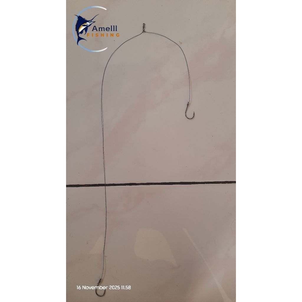 Rangkain Pancing Cabang 2 Benang PE Anti Putus Ukuran 2-9 Kail 1054