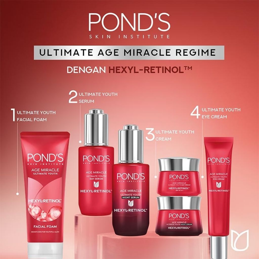 PONDS Age Miracle Ultimate Youth Hexyl Retinol Facial Foam Sabun Cuci Muka Wajah Wash Day Night Seru