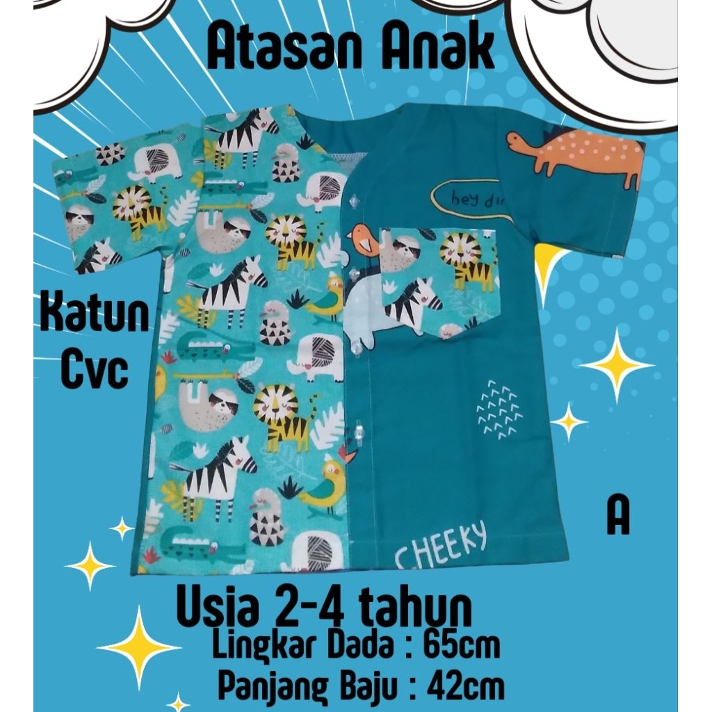 kemeja anak tanpa kerah katun cvc