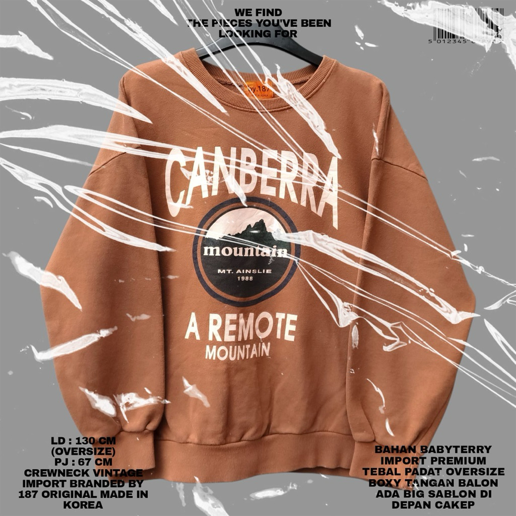 BY 187 SWEATER CREWNECK IMPORT KOREAN LOOK KOREAN STYLE OVERSIZE BALON CANBERRA BROWN