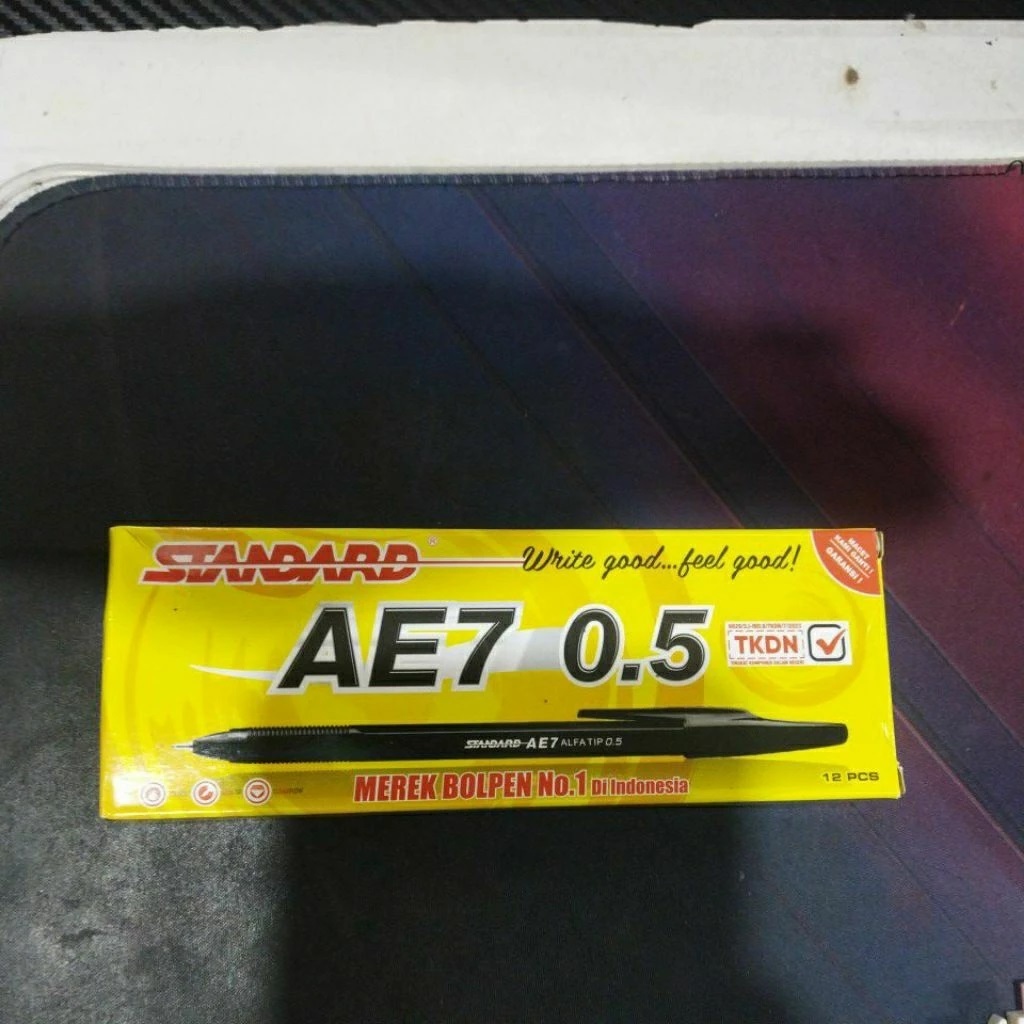 Ballpoint / Bolpen / Pulpen Standart AE7 Hitam 1pack Isi 12