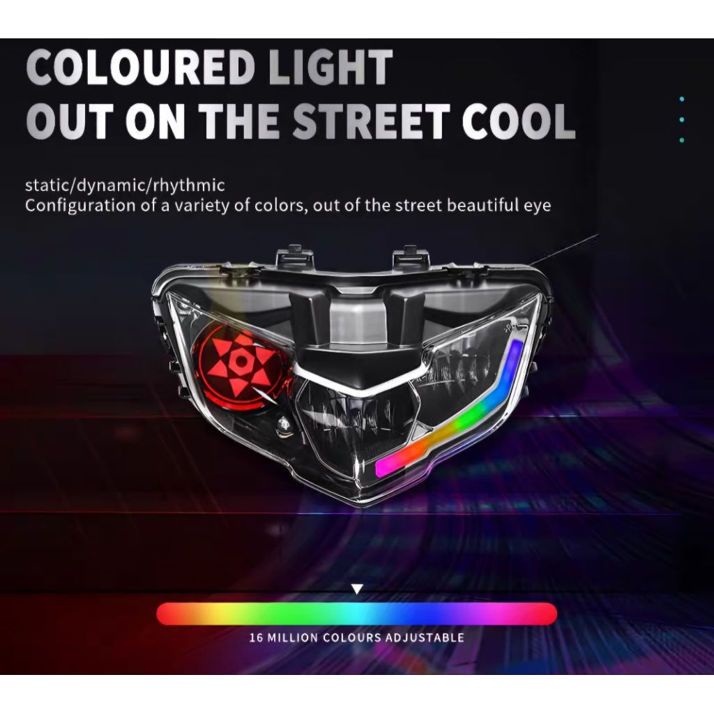 lampu depan mx new 135 v8 2022 mx king 150 rgb daymaker / headlamp y15zr v2 lc135 v8 2022 / refletor