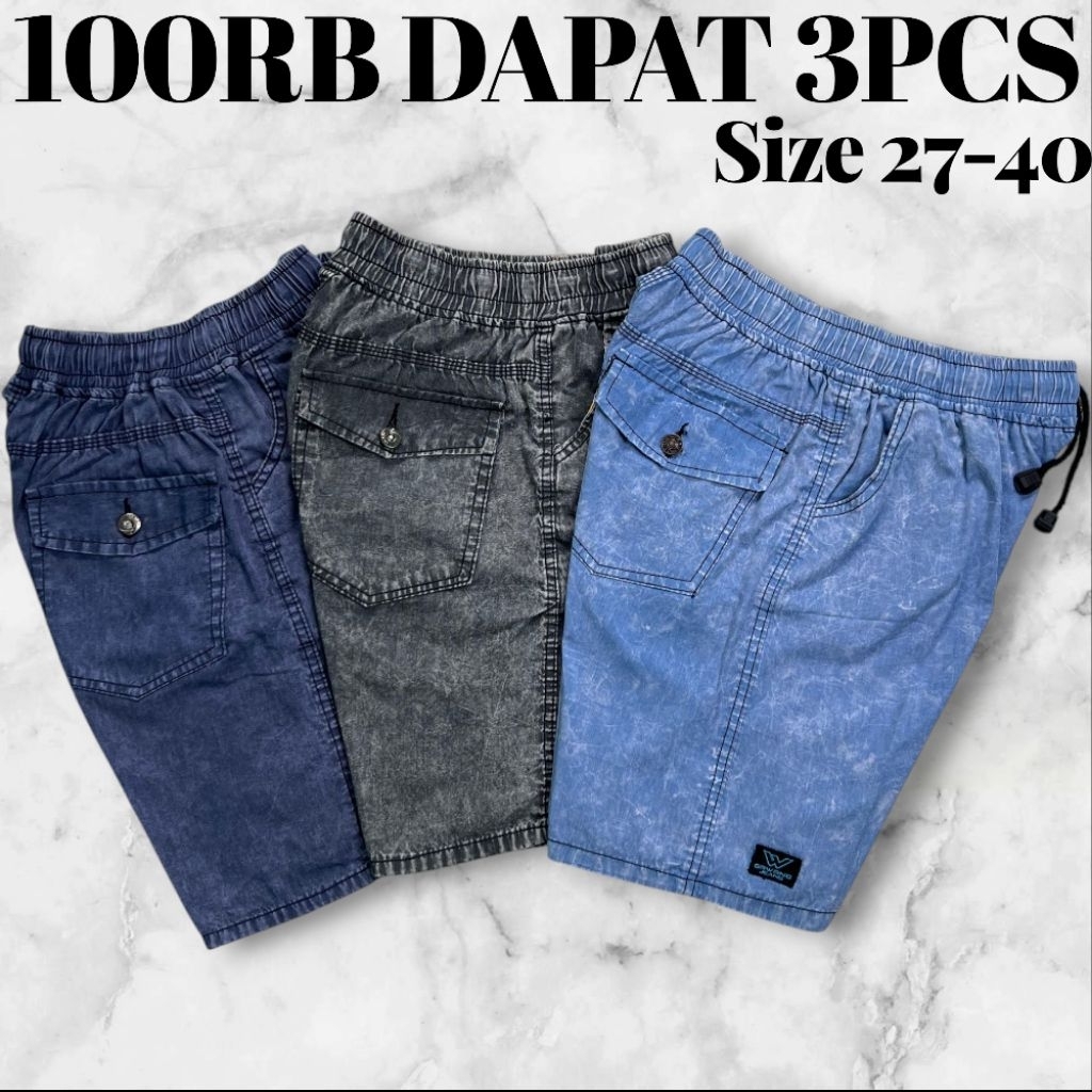 100 RIBU DAPAT 3 CELANA PENDEK JEANS PRIA CELANA PENDEK KOLOR