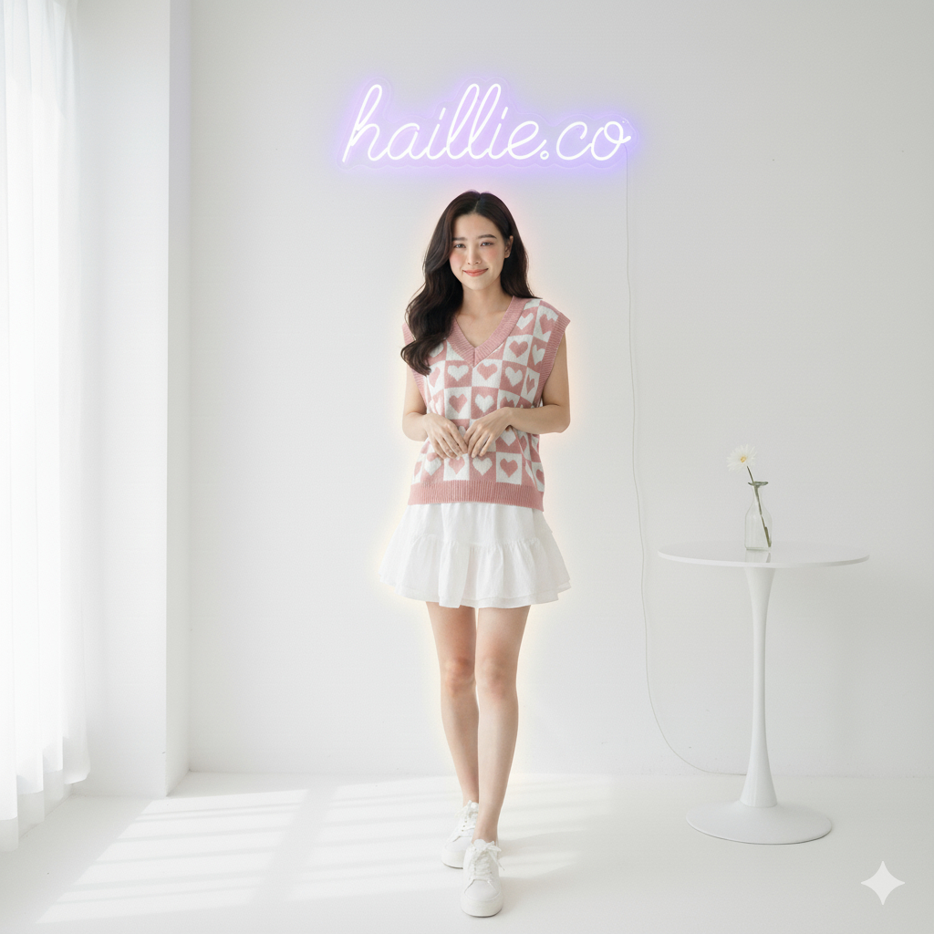 Ropi Rajut Love / Rompi Wanita Rajut / Rompi Vest Love Rajut / Pakaian Wanita