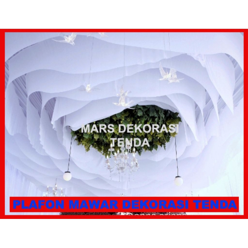 Plafon Mawar Dekorasi Tenda, Plafon Gunungan Dekorasi Tenda, Kain Abutay.
