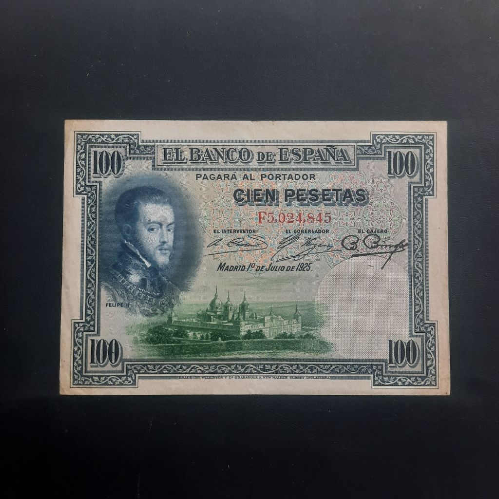 UANG SPANYOL SPAIN 100 PESETAS 1925 Vf ORIGINAL CLASSIC Sn. F 5024845