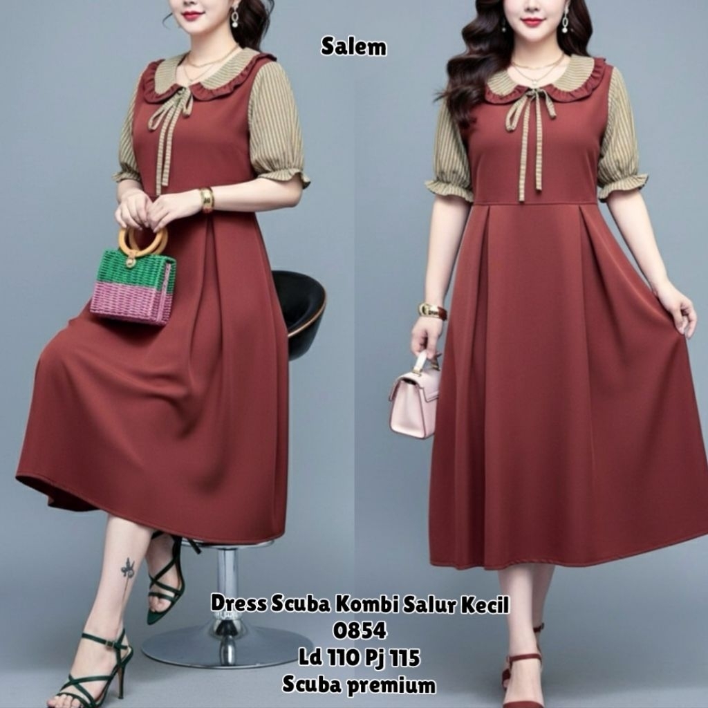 001 SAL GLW 0854 / FER 69940 / ASD 92303 DRESS SCUBA KOMBI SALUR LD 110CM IMPORT / READY / REALPICT