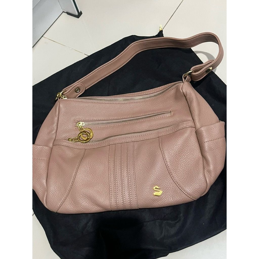PRELOVED SAVVY LEATHER PINK TAS SHOULDER BAG HANDBAG TALI PANJANG PENDEK KULIT ASLI ORIGINAL WANITA 