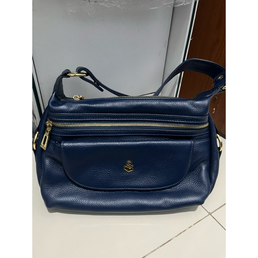 PL TAS SAVVY LEATHER SLINGBAG SHOULDER BAG HANDBAG KULIT ASLI ORIGINAL BIRU NAVY DONGKER IBU WANITA 