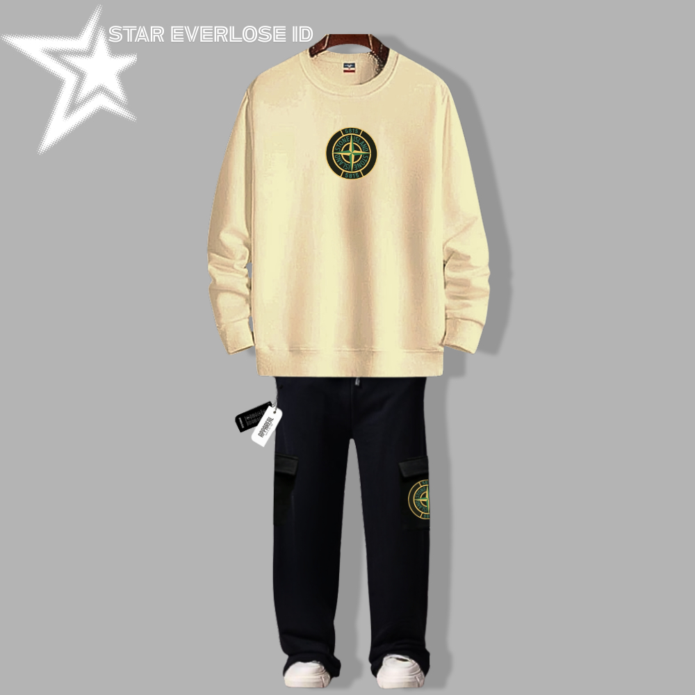 Oneset Crewneck Switer Celana Panjang Cargo Pria Wanita Distro Stelan Sweater Celana Cargo Bahan Fle