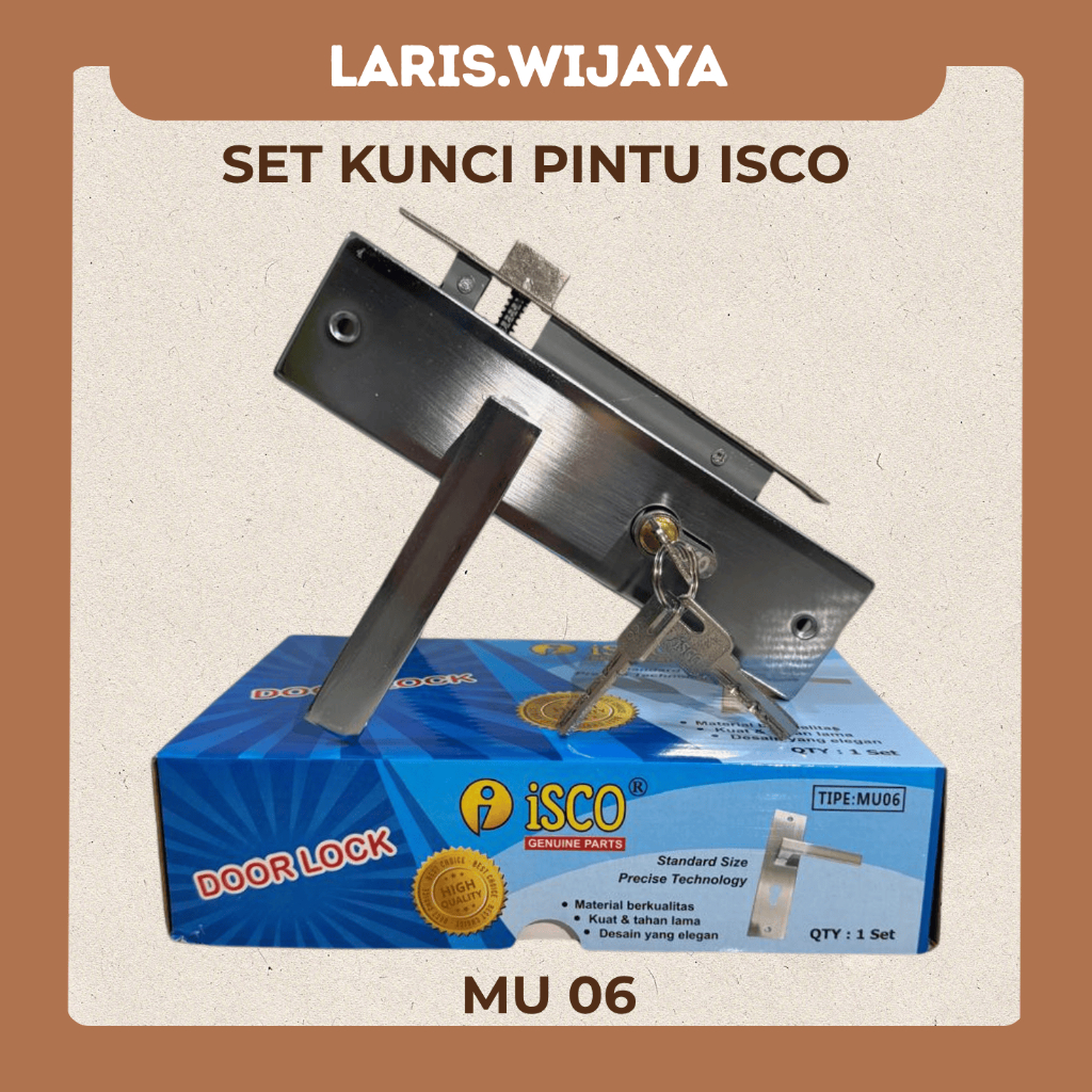 Kunci Pintu Medium ISCO SNCP – Set Kunci Pintu Plat Besi Tebal Komplit (Bulat & Kotak)