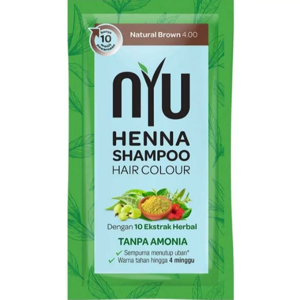 NYU Henna Sampo Pewarna Rambut Natural Brown Sachet 20 ml
