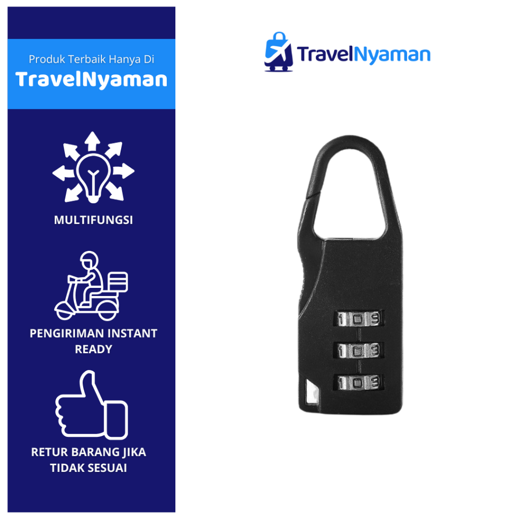 TRAVELNYAMAN Gembok Koper Angka | Gembok Koper Pin | Gembok Kode Angka Numeric