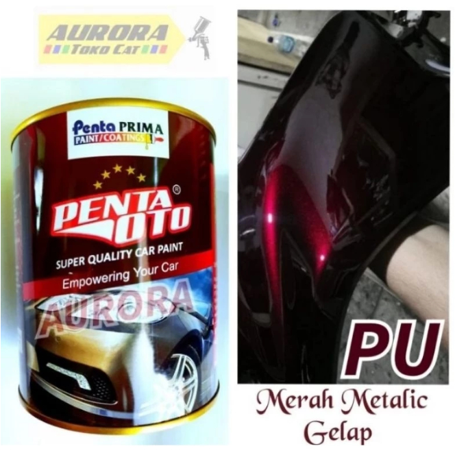 Cat PU Merah Maroon Candy Metalik Gelap Dark Moon Light Red Maroon Penta OTO