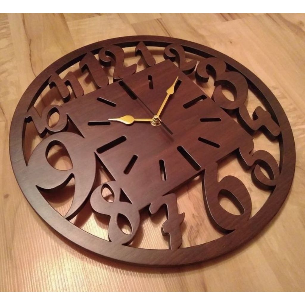 jam dinding kayu custom 75 cm