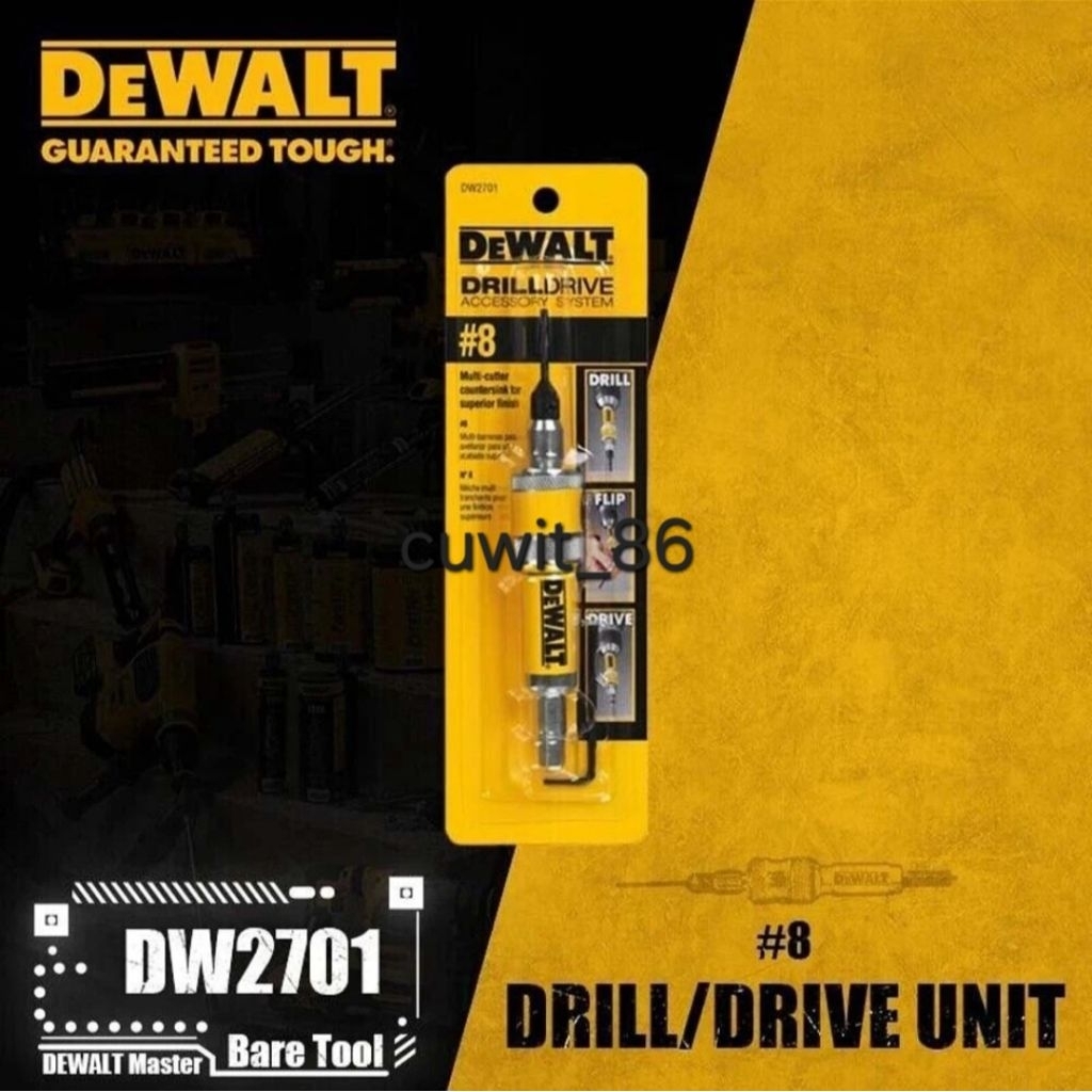 Mata Bor Kayu Countersink DEWALT #8 DW2701 Unit Lengkap Penggerak Bor Flip