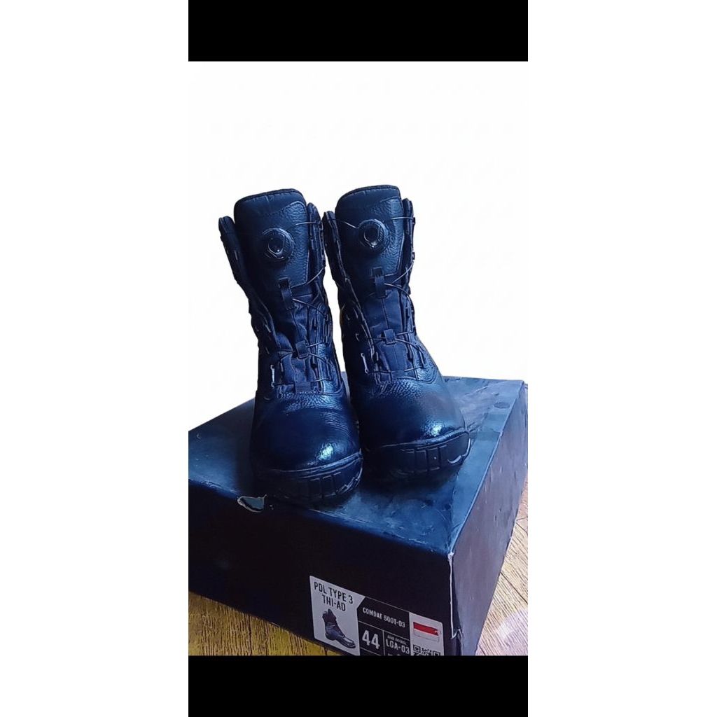 SEPATU BOOT PDL TALI PUTAR JATAH TNI AL MERK VIGOROSO KULIT ASLI