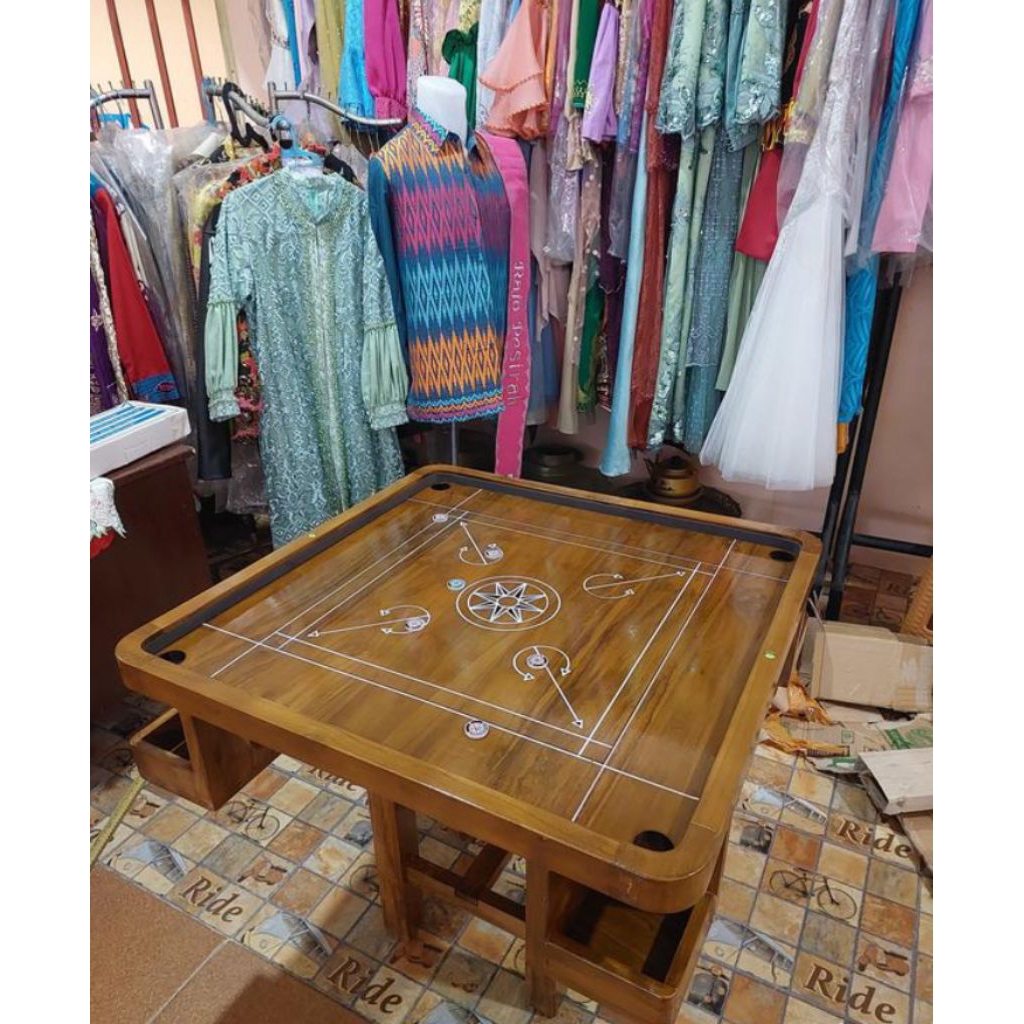 meja karambol jati klasik+kaki knocdon