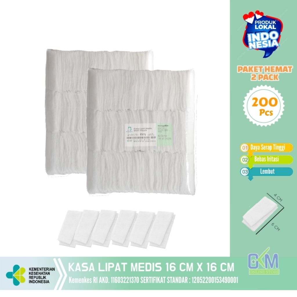 Paket Murah 2 Pack Kasa Steril Medis Kain Perban Pembalut Luka Kecil Pasca Operasi Pembersih Luka Di