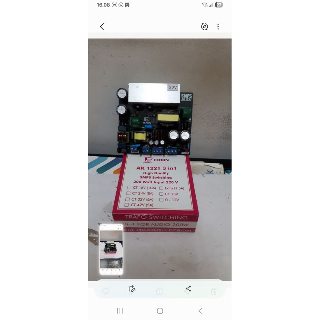 SWITCHING TRAFO SMPS CT.32V 6A EXTRA 1.5A CT 15V& 12V